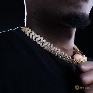 17mm Iced Square Ladder Cuban Chain In 18k Gold ZUU KING